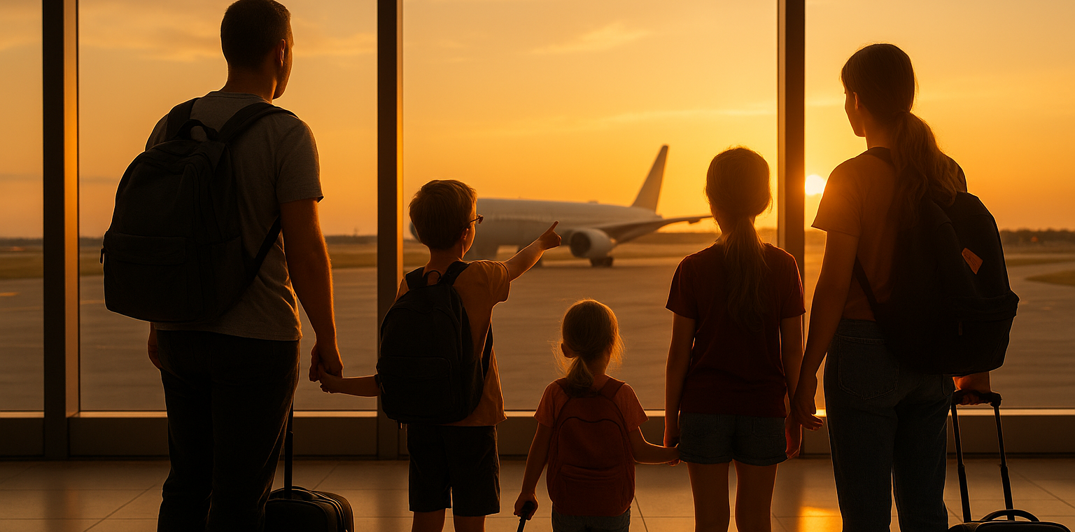 Familia viajera de Pasaporte Para Cinco preparando viajes por el mundo